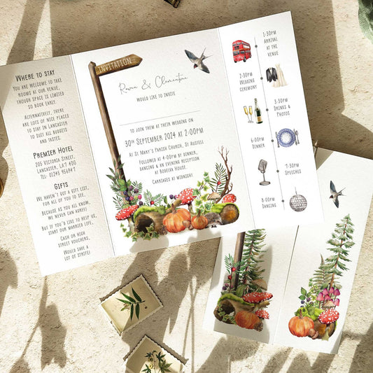 Autumn Woodland Animals Gatefolded A6 Invitation