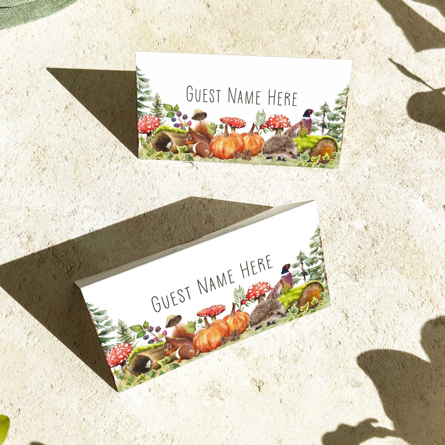 Autumn Woodland Animals Folded Place Cards