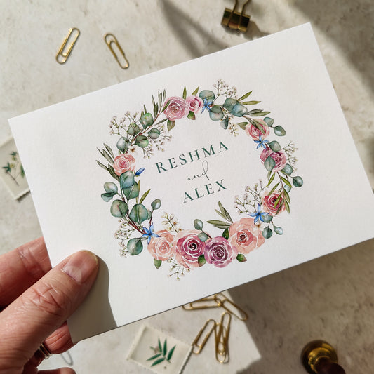 Blush Rose and Eucalyptus Concertina Invitation
