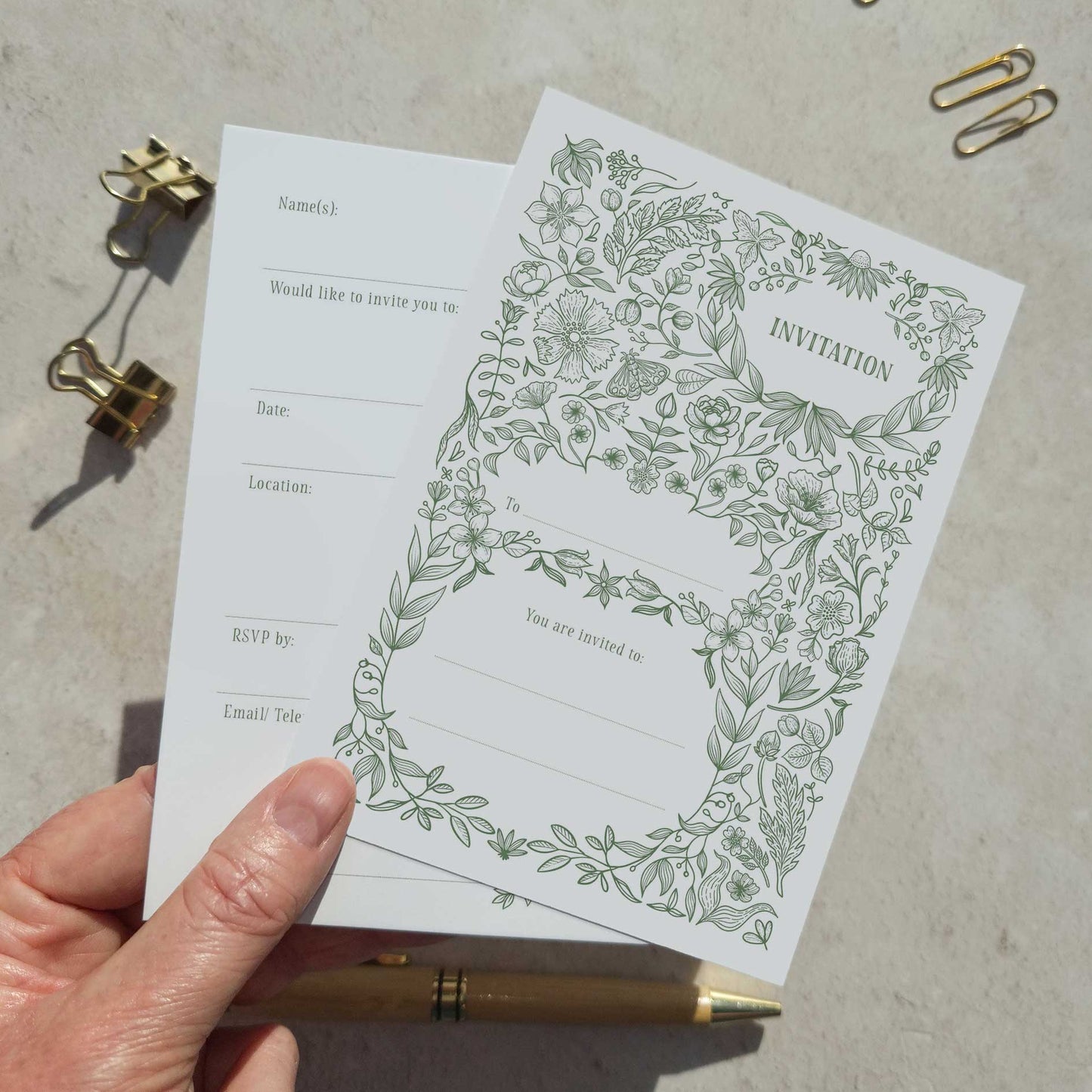 10 x Botanical Florals Ready To Write Invitations