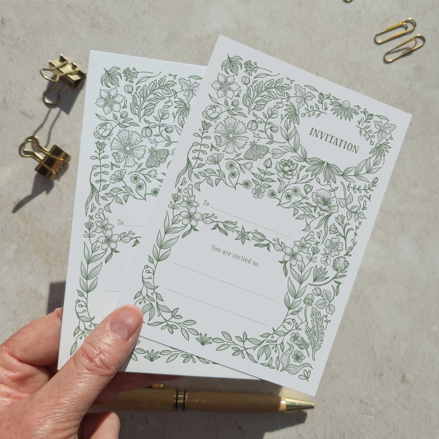 10 x Botanical Florals Ready To Write Invitations