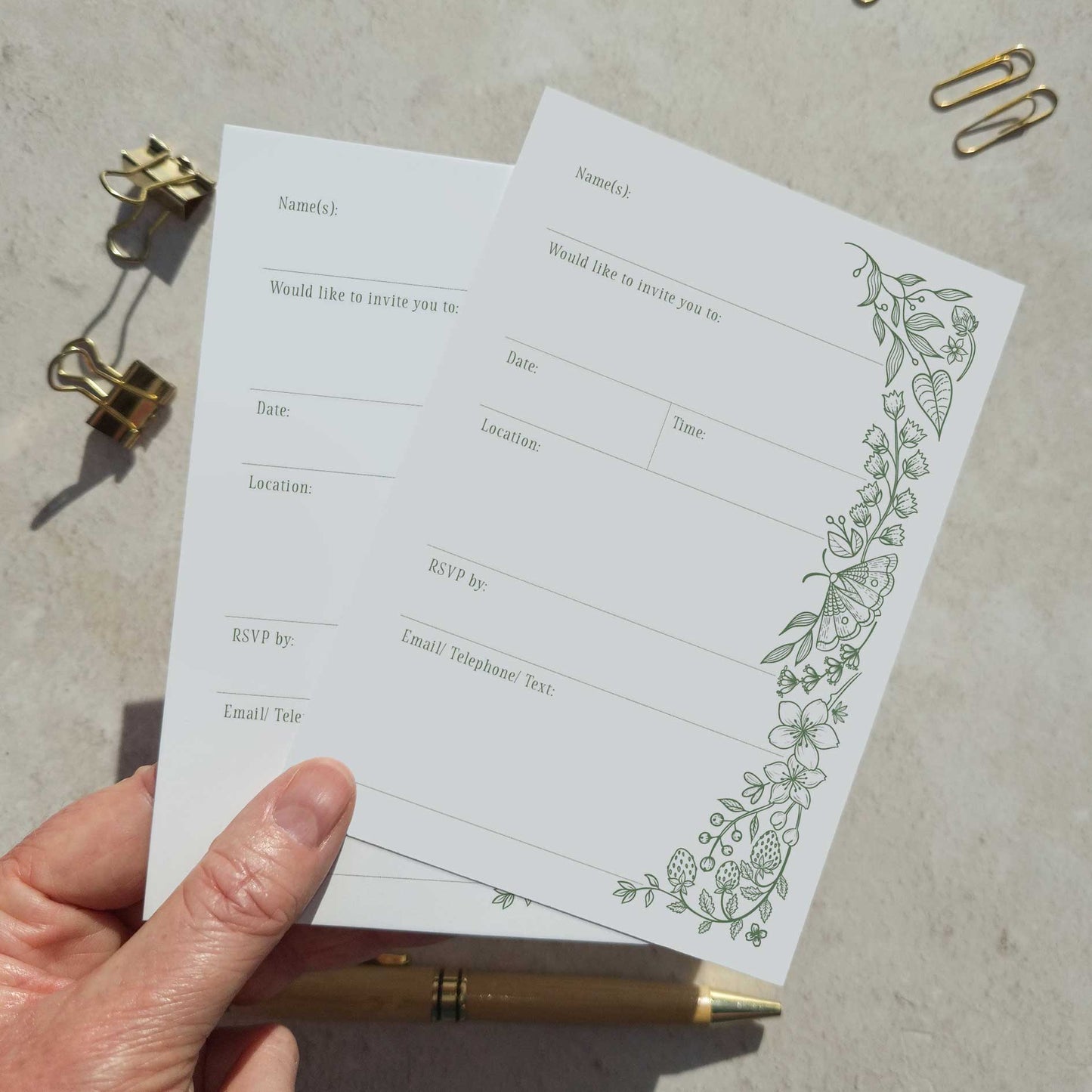 10 x Botanical Florals Ready To Write Invitations