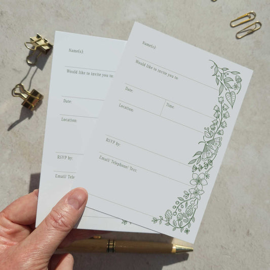 10 x Botanical Florals Ready To Write Invitations