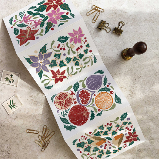 Christmas Plants and Flowers Luxury Concertina Cards & Envelopes