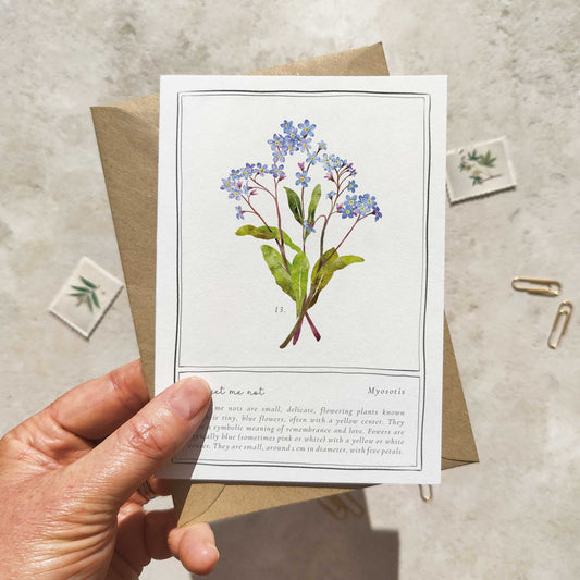 Forget Me Not Botanical Folded Note Card & Envelope