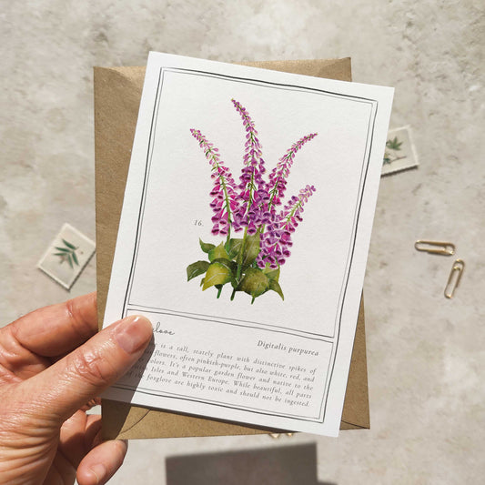 Foxglove Botanical Folded Note Card & Envelope