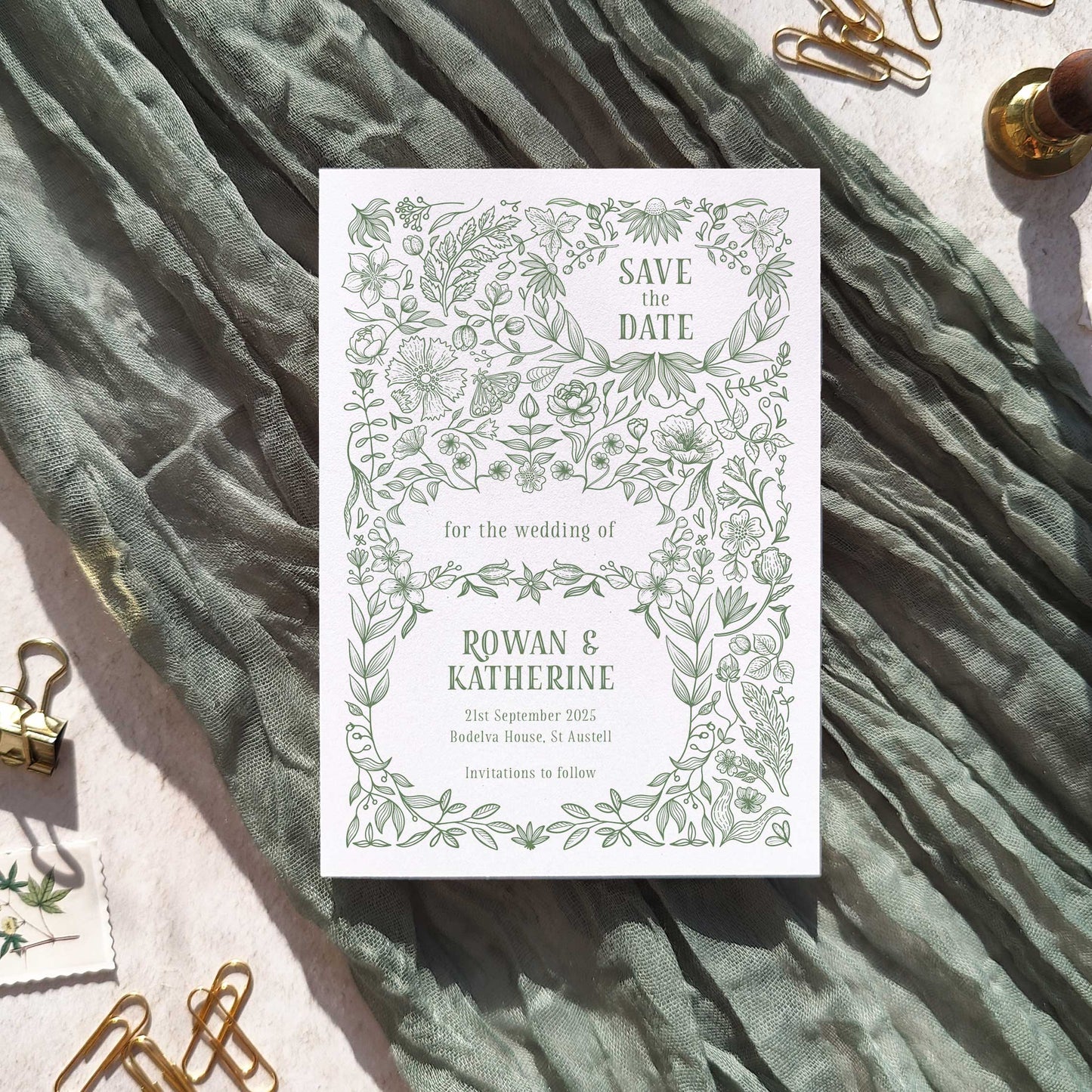 Botanical Florals Save The Date Card