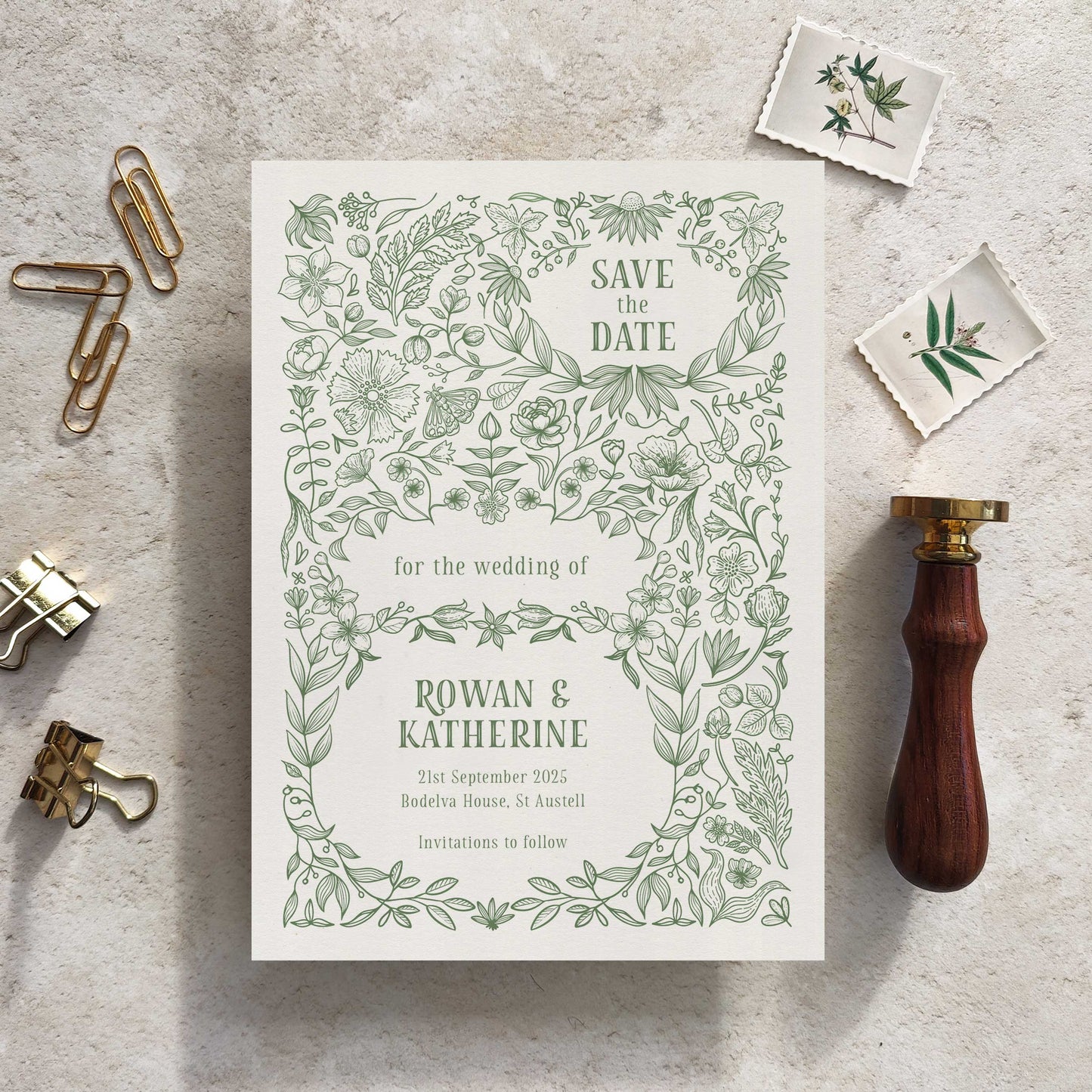 Botanical Florals Save The Date Card