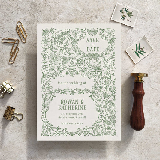 Botanical Florals Save The Date Card