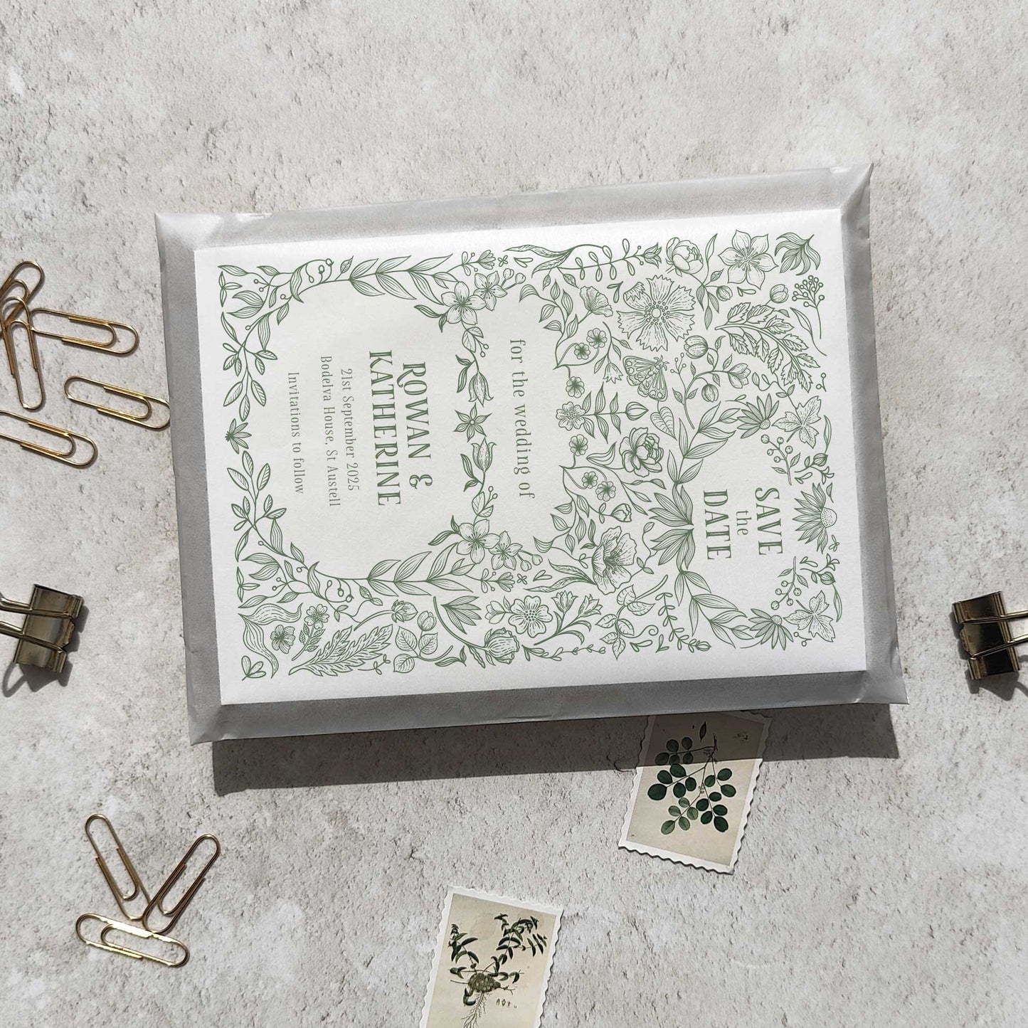 Botanical Florals Save The Date Card