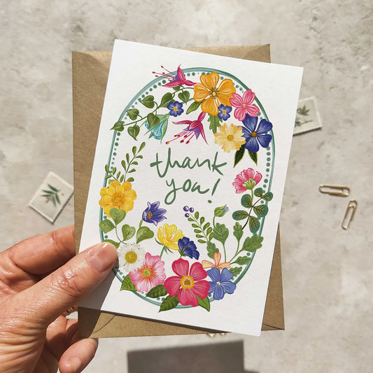 Bright and Colourful Festive Floral Thank you cards