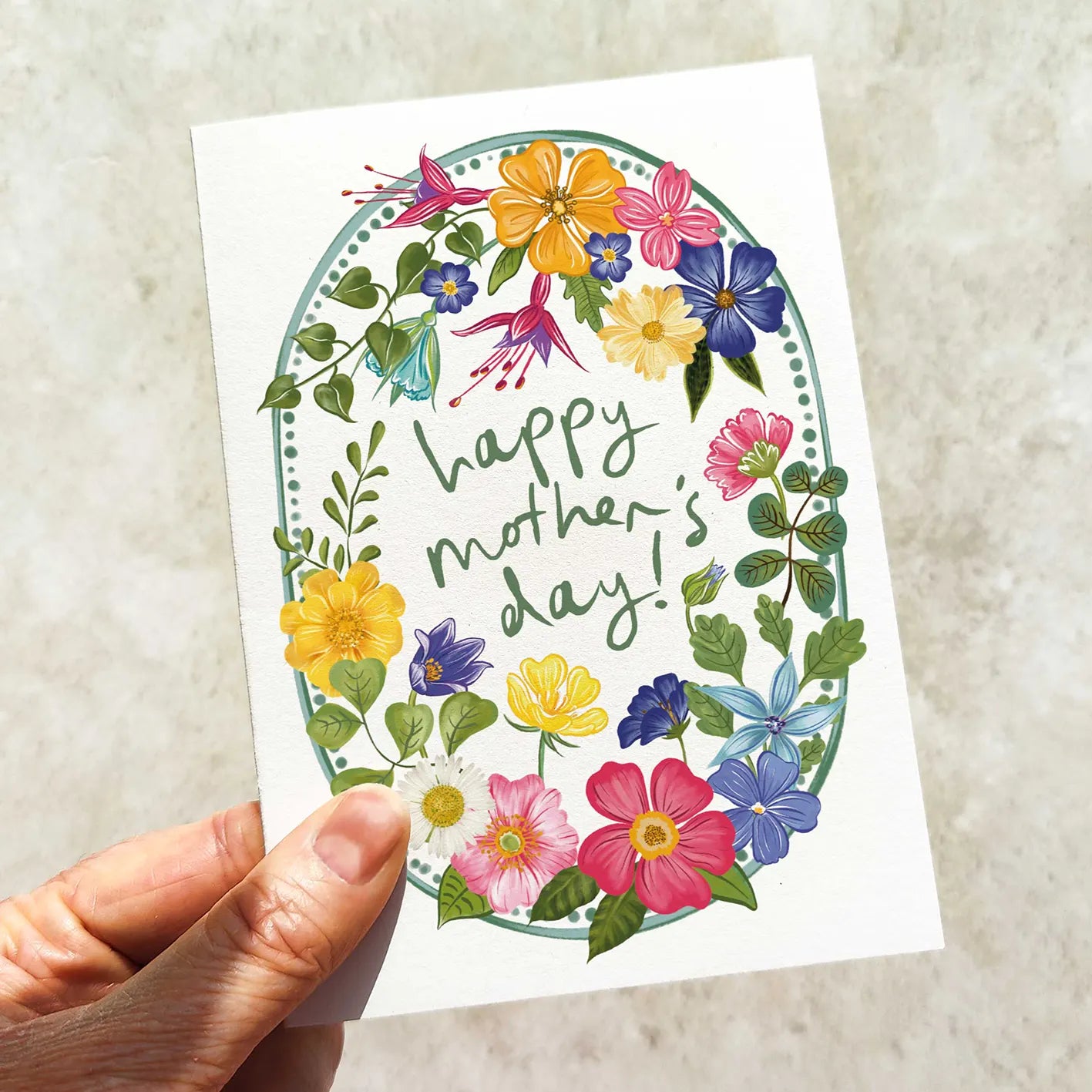 Bright and Colourful Festive Floral Garden Mother's Day Card and Envelope