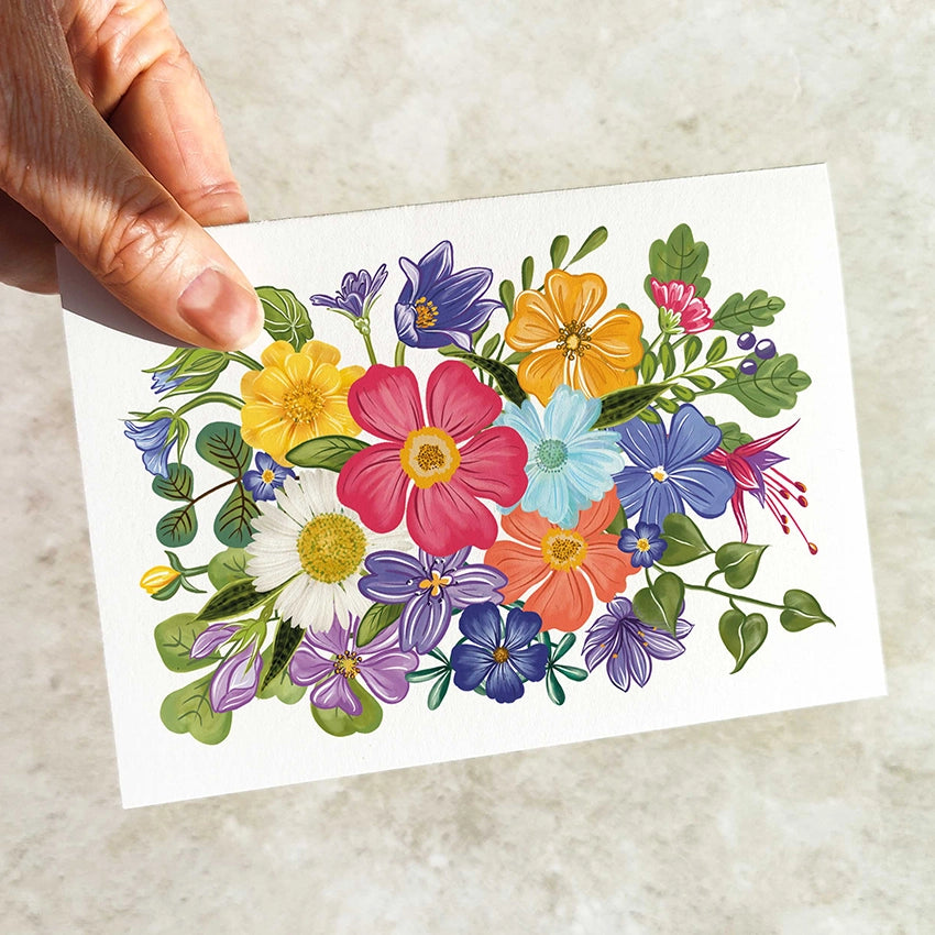 Bright and Colourful Festive Floral Note Cards