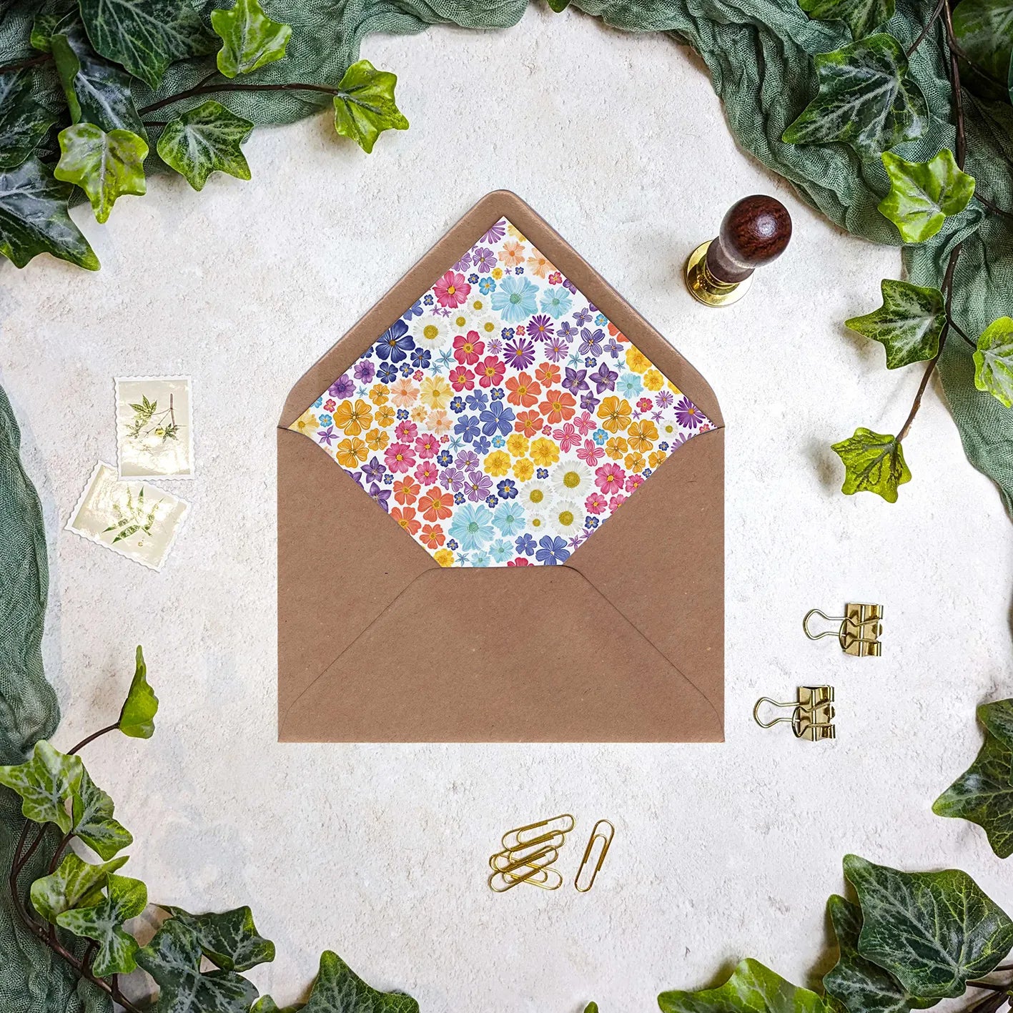 Bright and Colourful Festive Floral Rectangle Save The Date Card
