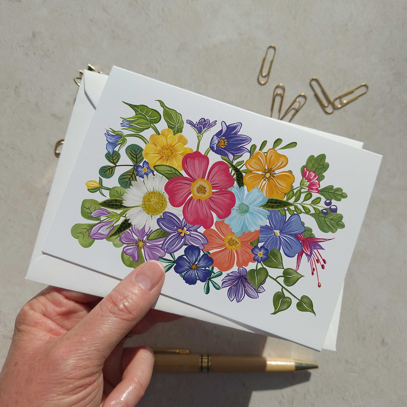 Bright and Colourful Festive Floral Note Cards