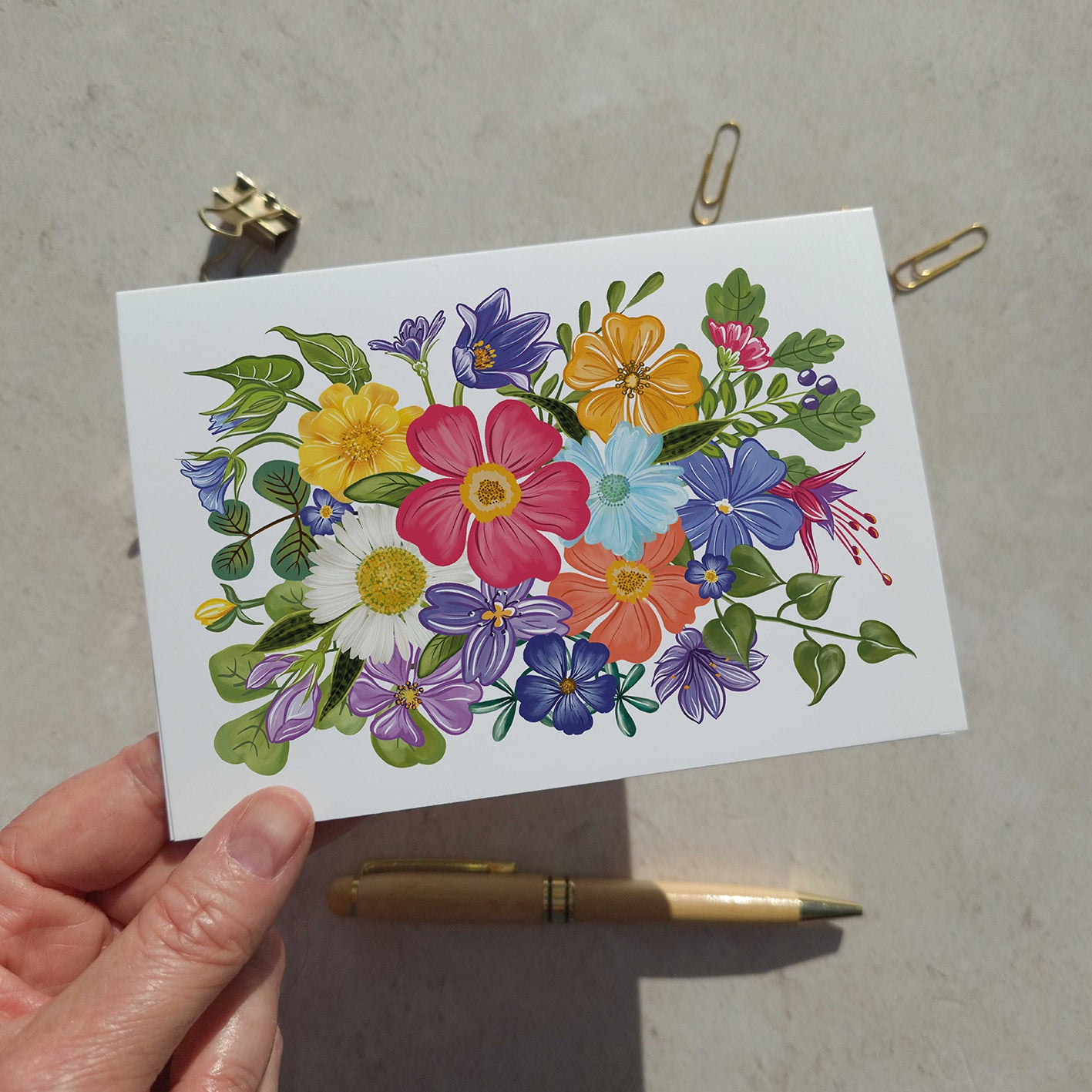 Bright and Colourful Festive Floral Note Cards