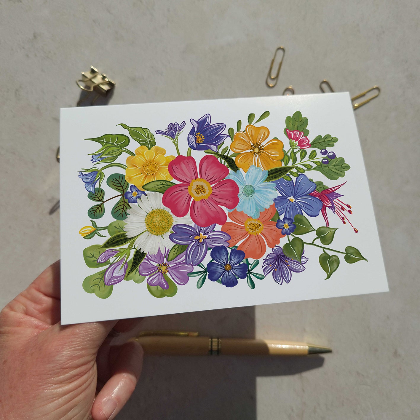 Bright and Colourful Festive Floral Note Cards