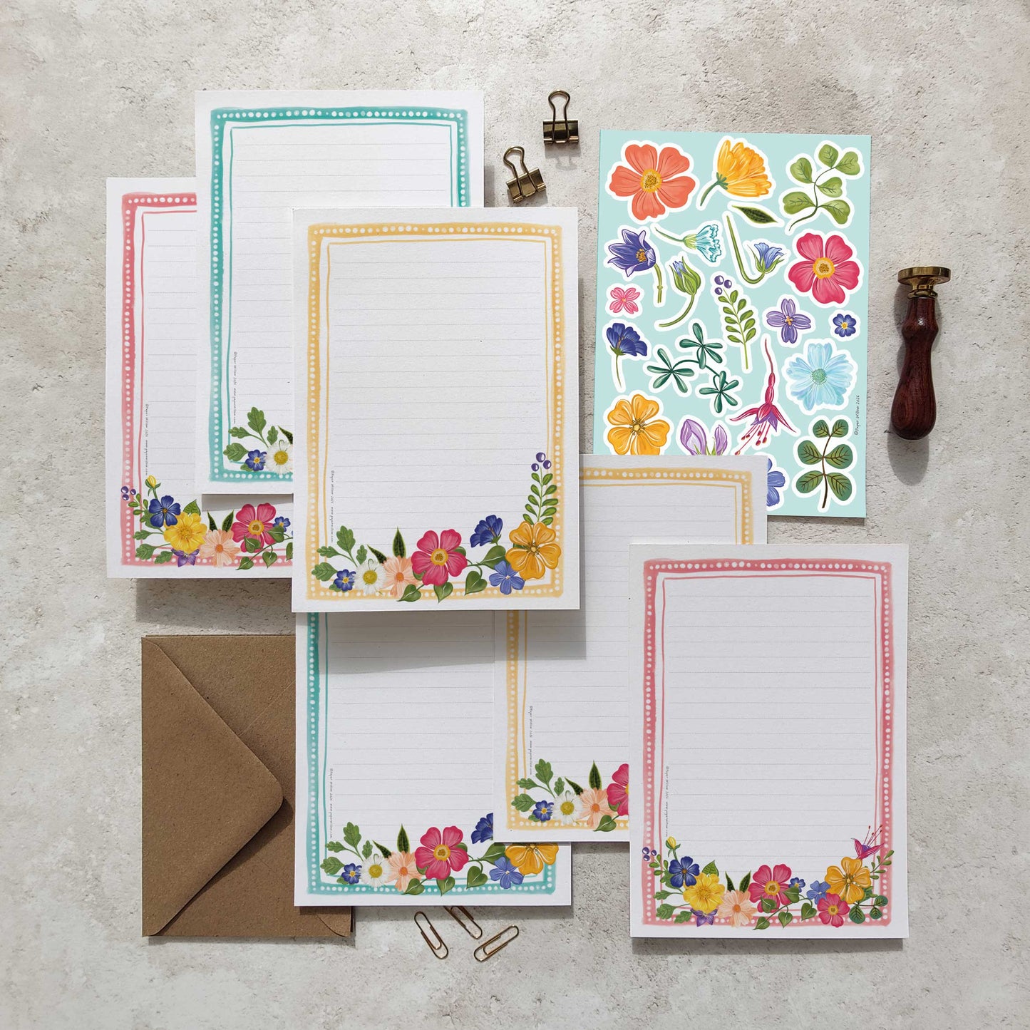 Colourful Flowers Letter Writing Set