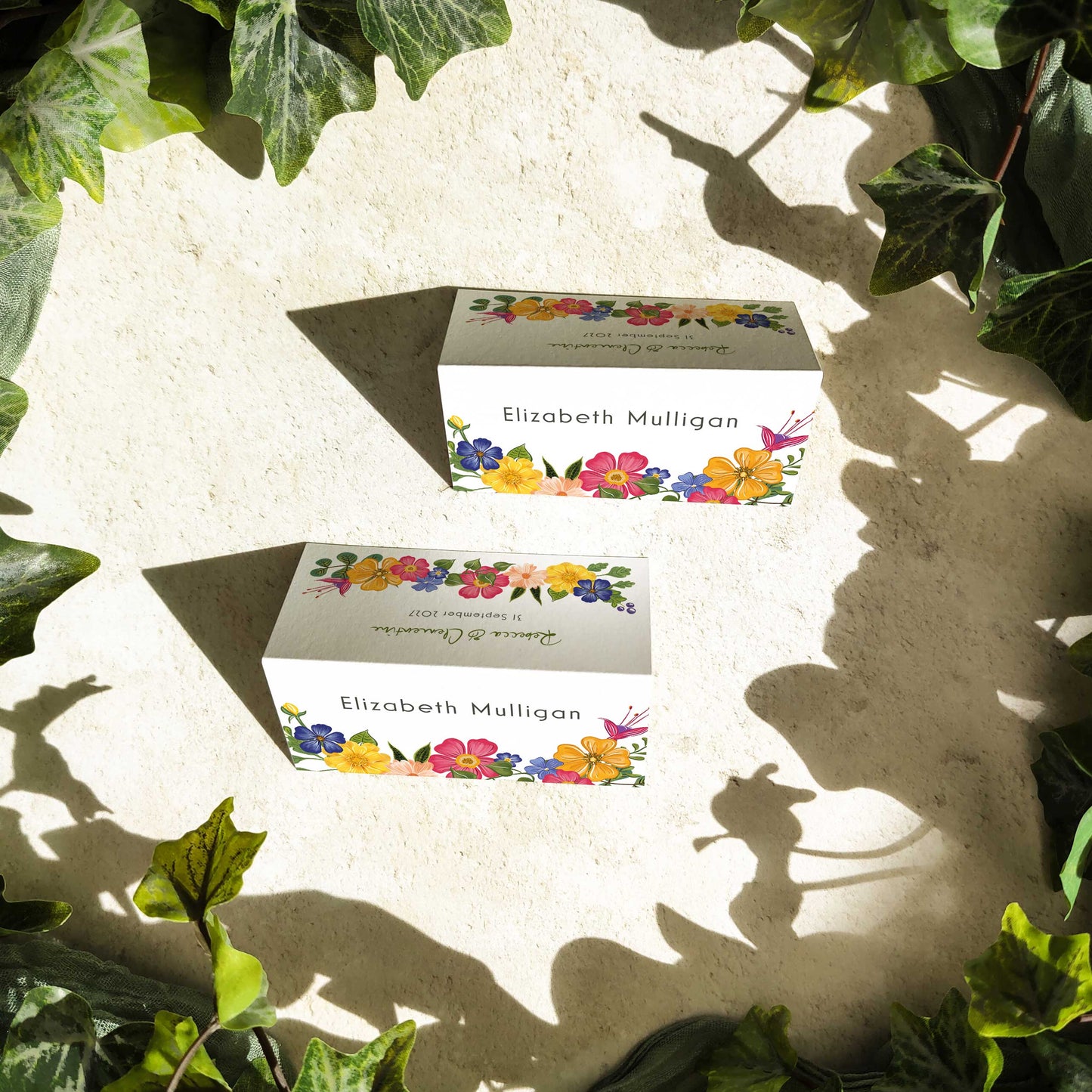 Bright and Colourful Festive Floral Place Cards