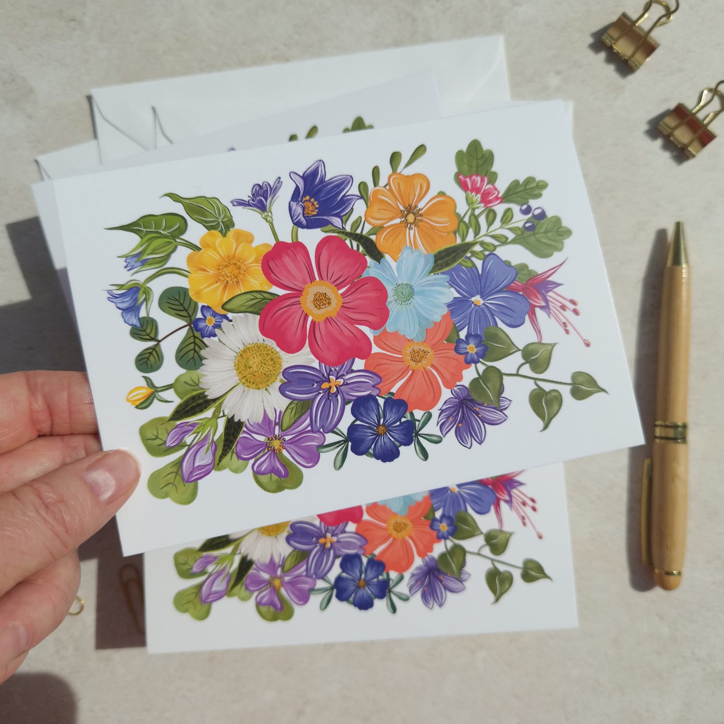Bright and Colourful Festive Floral Note Cards