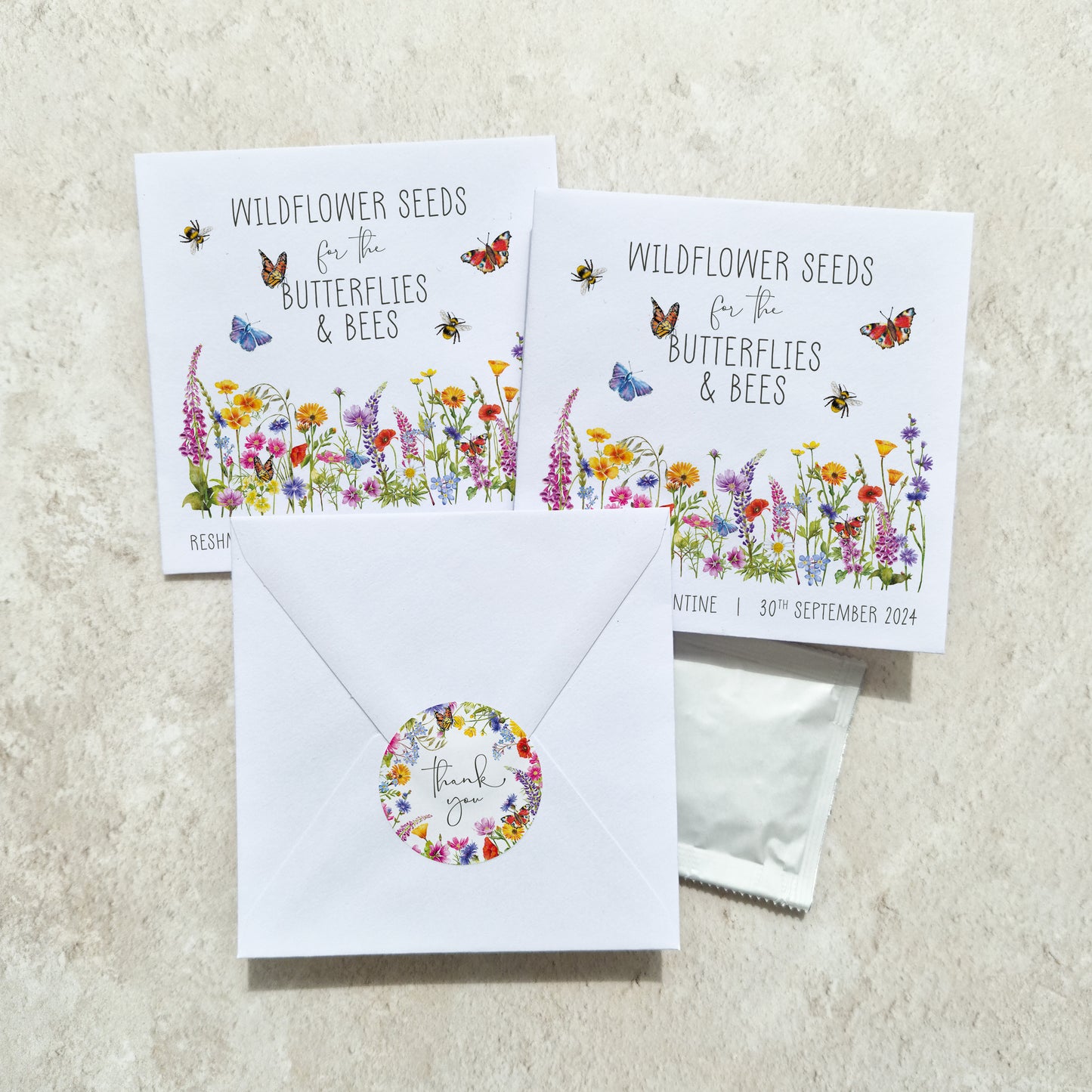 Wildflower Meadow Seed Packet Favours (Butterflies and bees) (Pack of 10)