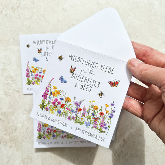 Wildflower Meadow Seed Packet Favours (Butterflies and bees) (Pack of 10)