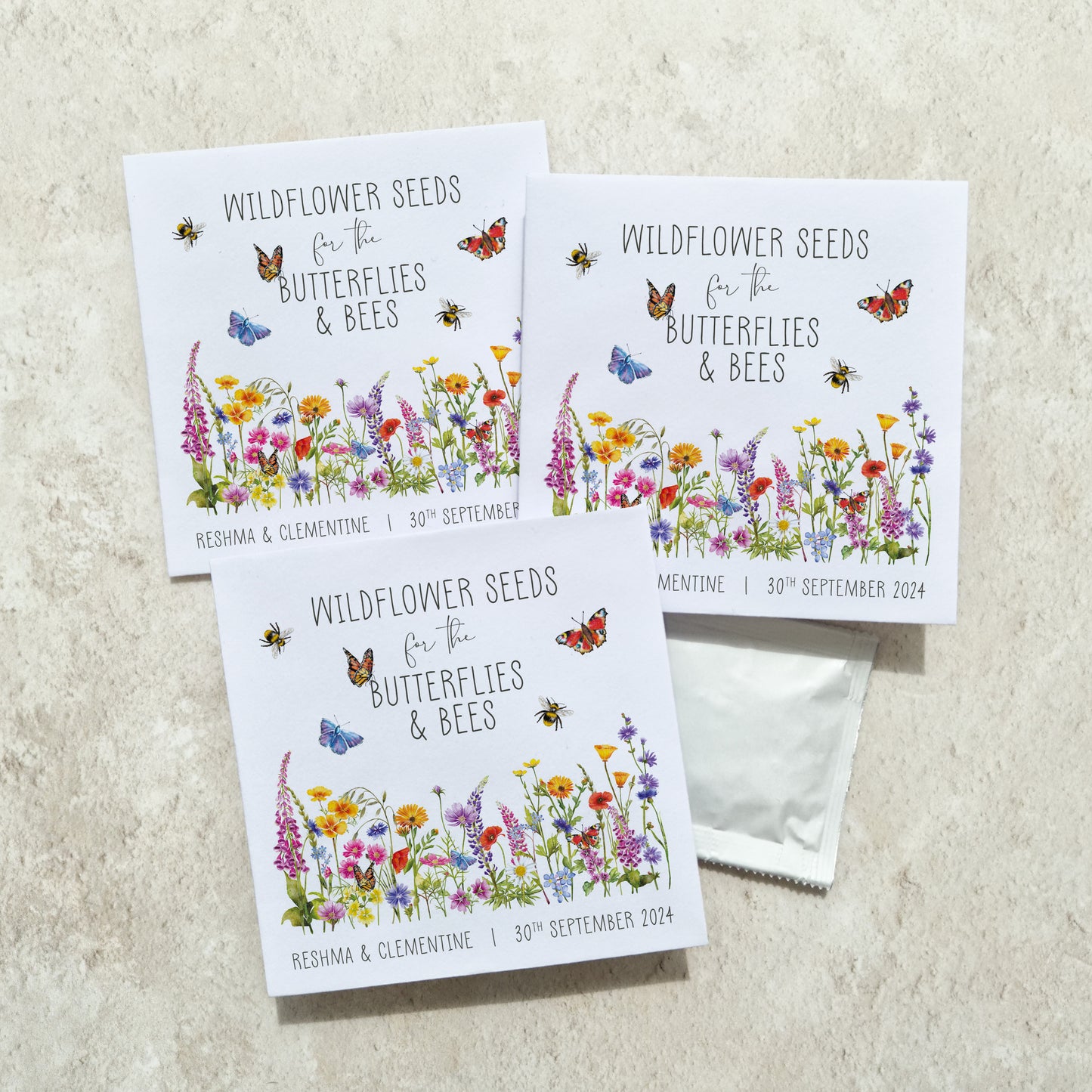Wildflower Meadow Seed Packet Favours (Butterflies and bees) (Pack of 10)