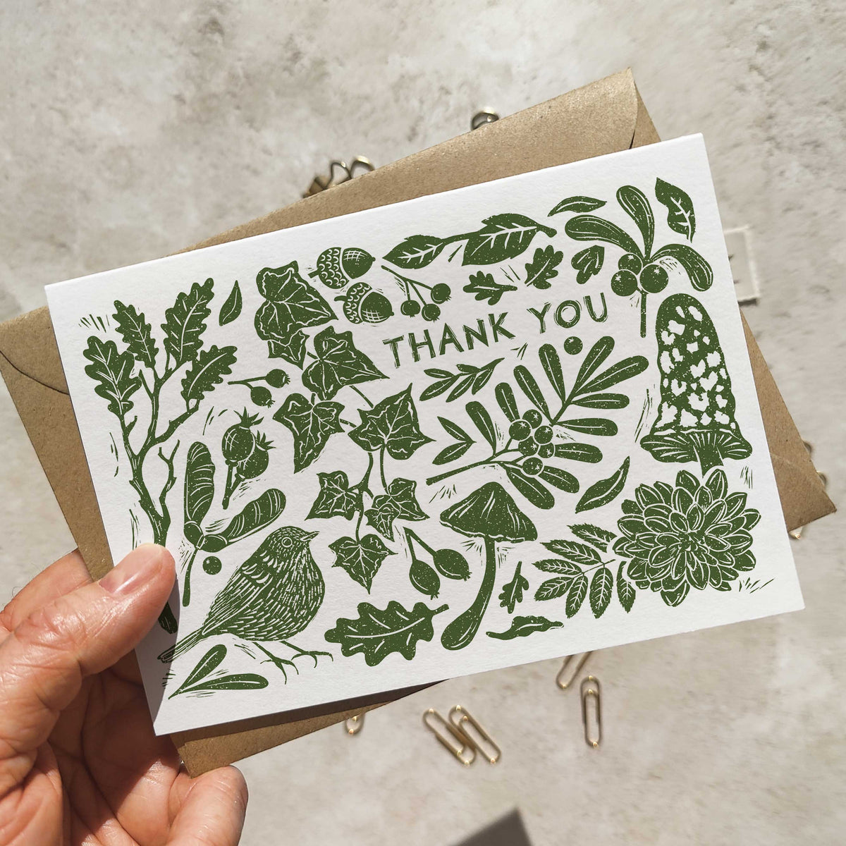 Carved Autumn Thank You Cards annd Envelopes | Choice of Colour