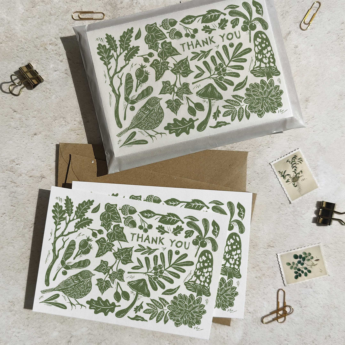 Carved Autumn Thank You Cards annd Envelopes | Choice of Colour