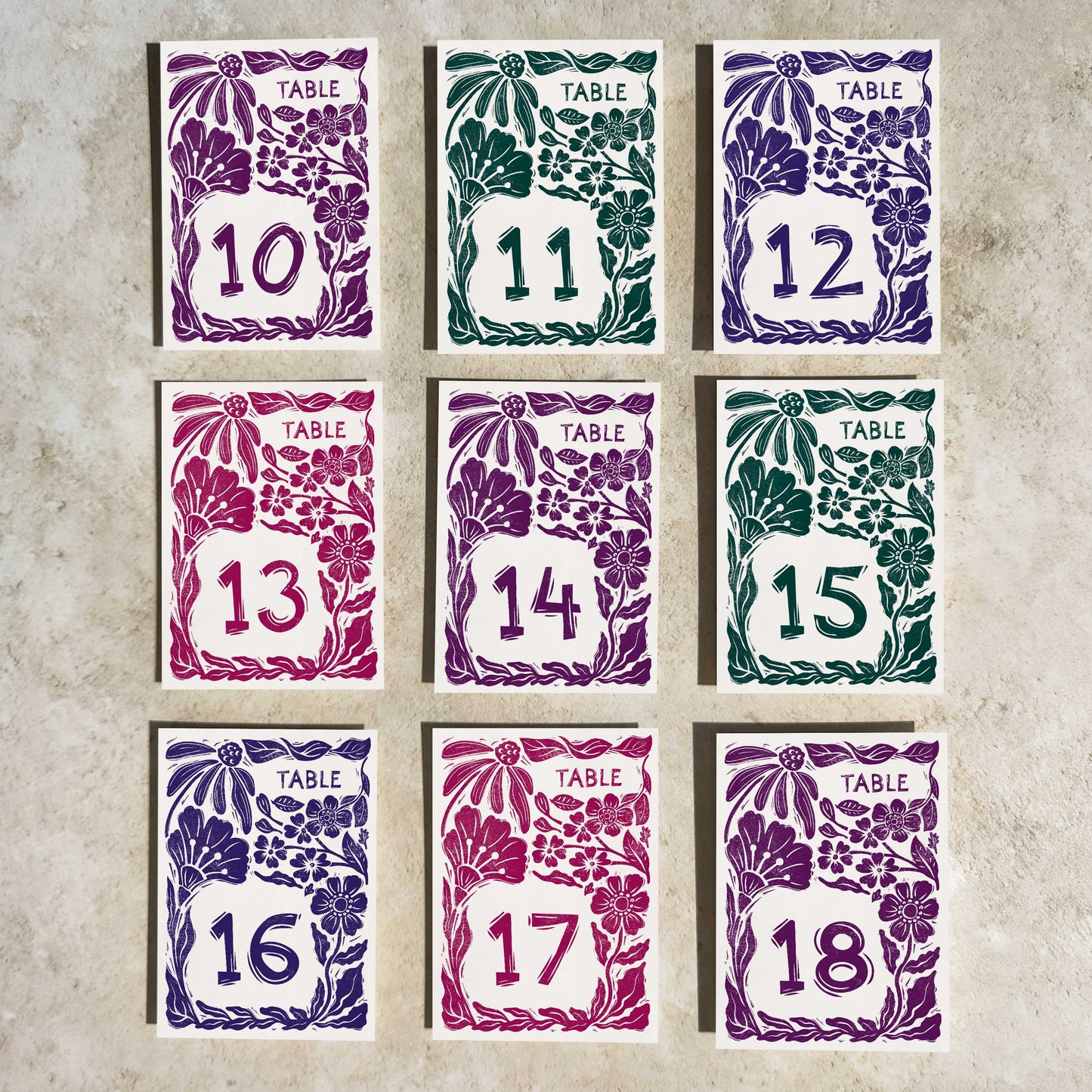 Carved Blooms Floral Table Number Card