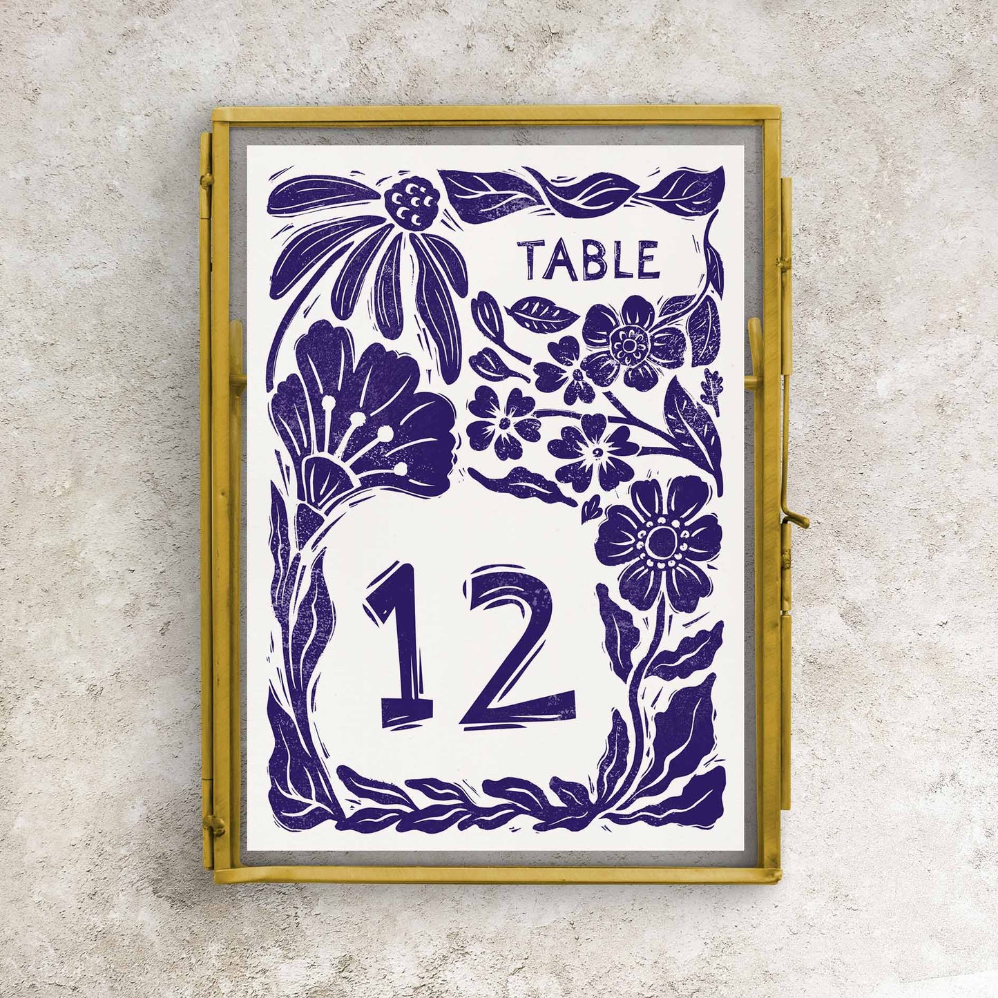 Carved Blooms Floral Table Number Card