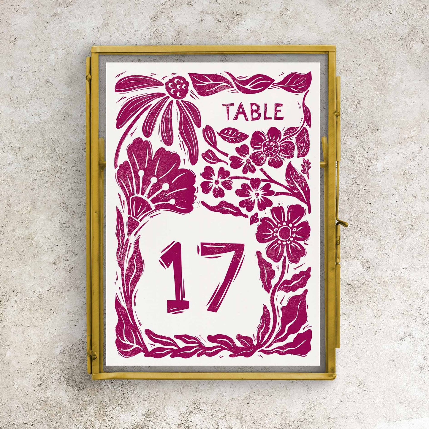 Carved Blooms Floral Table Number Card