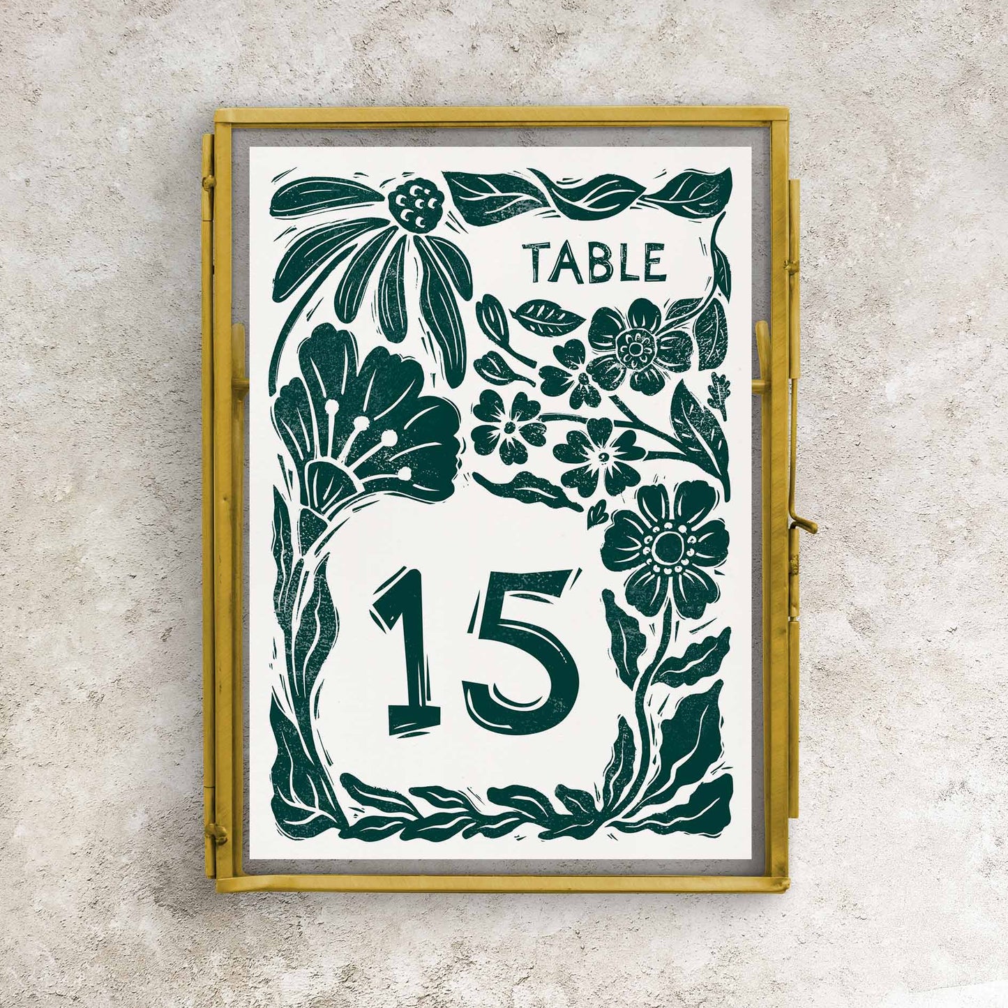Carved Blooms Floral Table Number Card