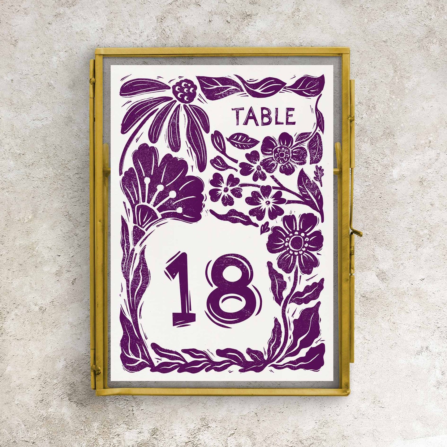 Carved Blooms Floral Table Number Card