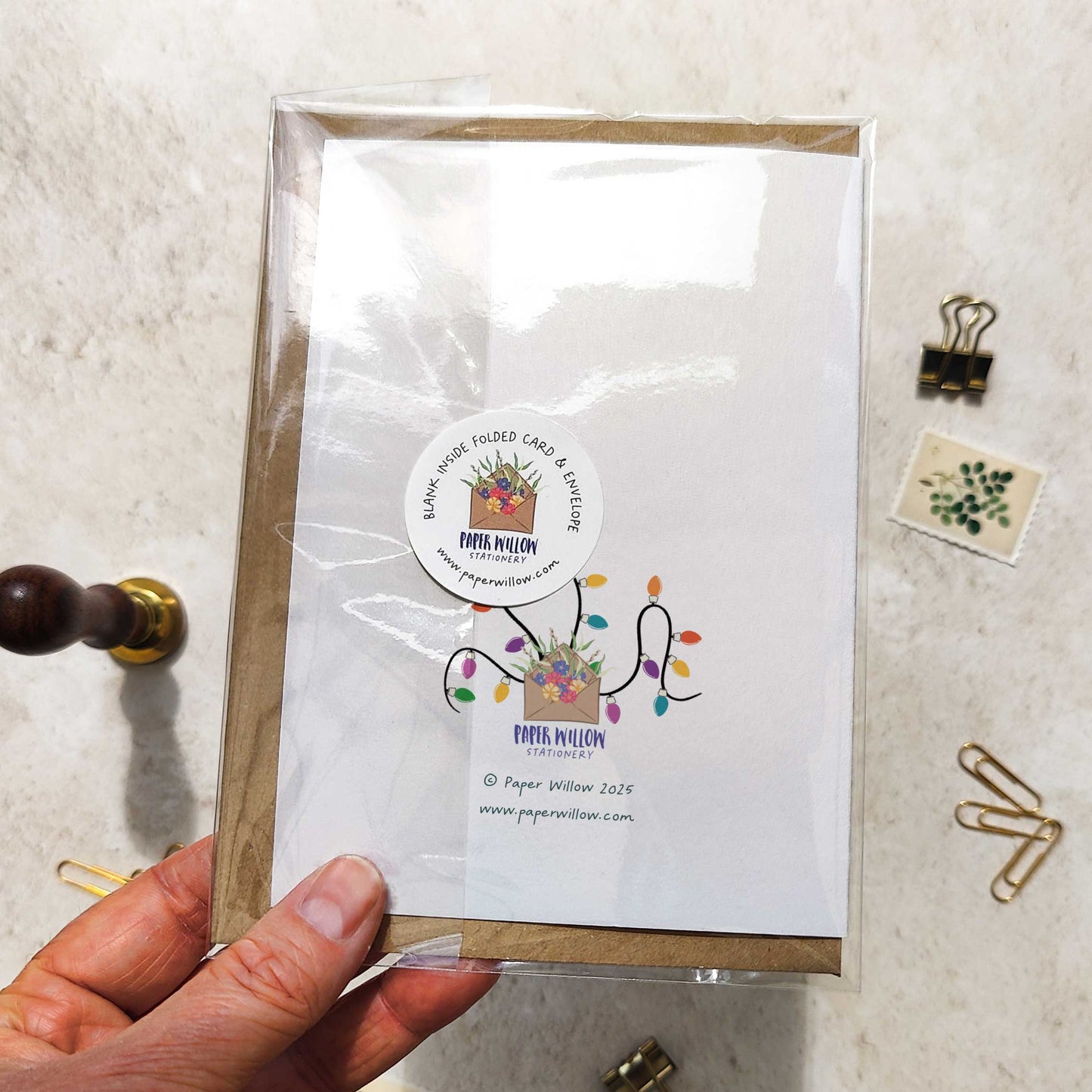 Ginger Cat Christmas Hat Folded Card & Envelope