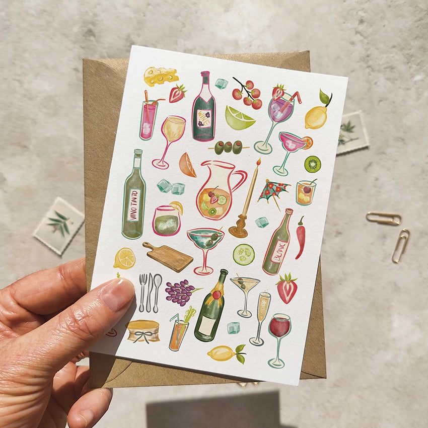 Cheese and Wine Party Note Cards