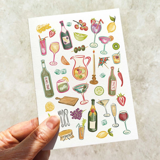 Cheese and Wine Party Note Cards