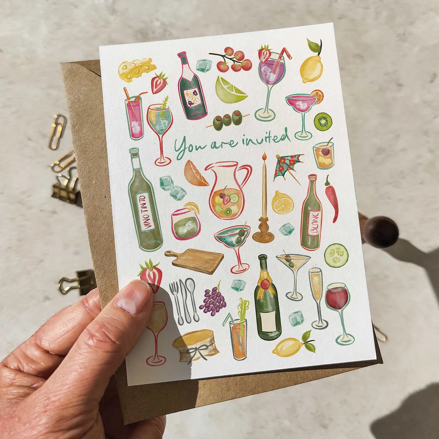 10 x Cheese and Wine Party Ready To Write Invitations