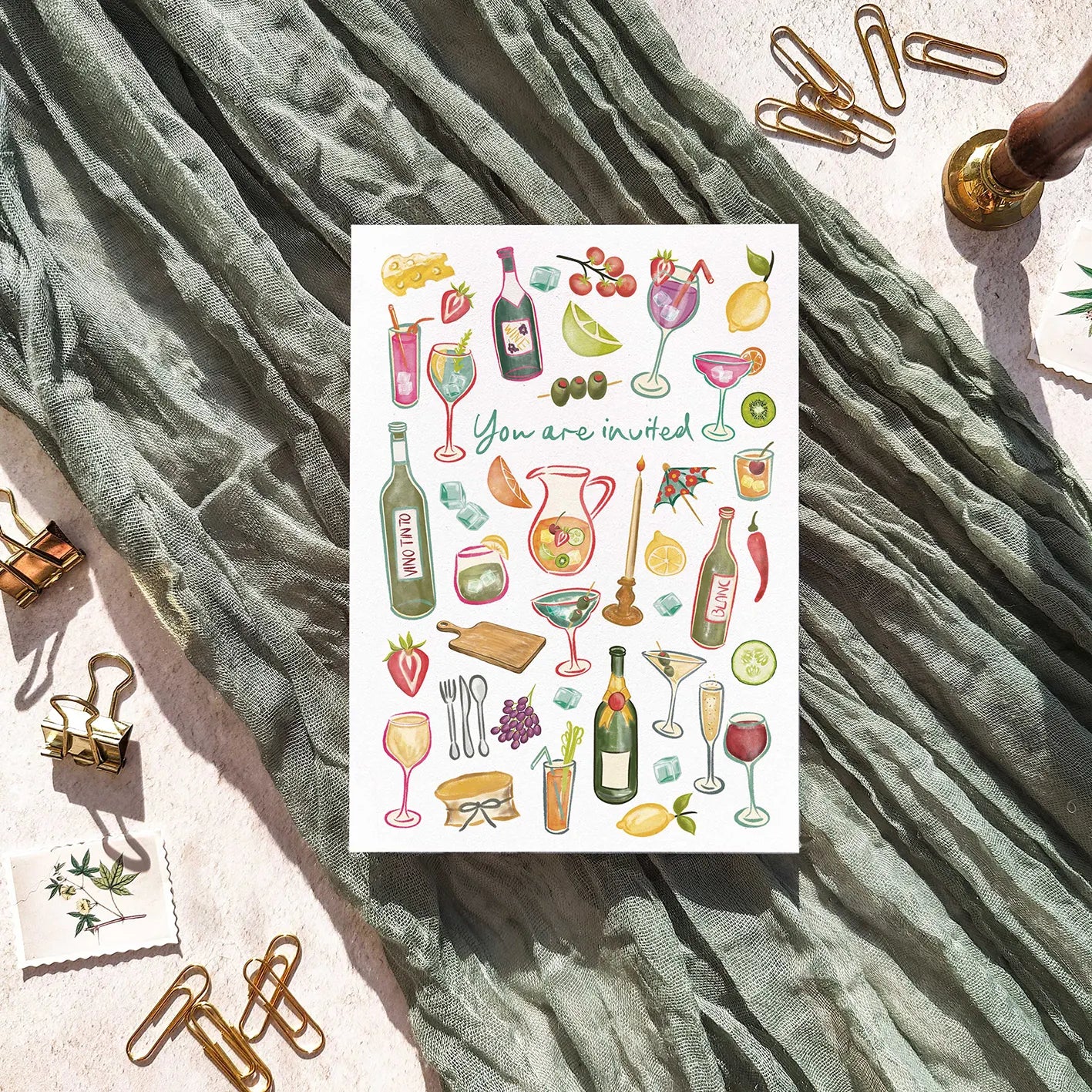 10 x Cheese and Wine Party Ready To Write Invitations