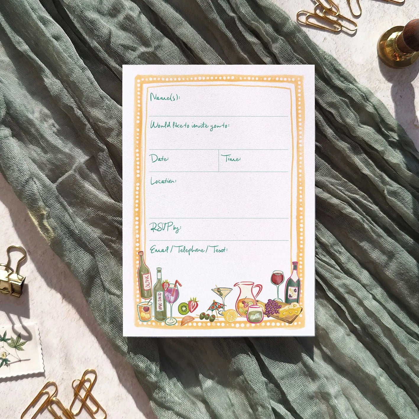 10 x Cheese and Wine Party Ready To Write Invitations