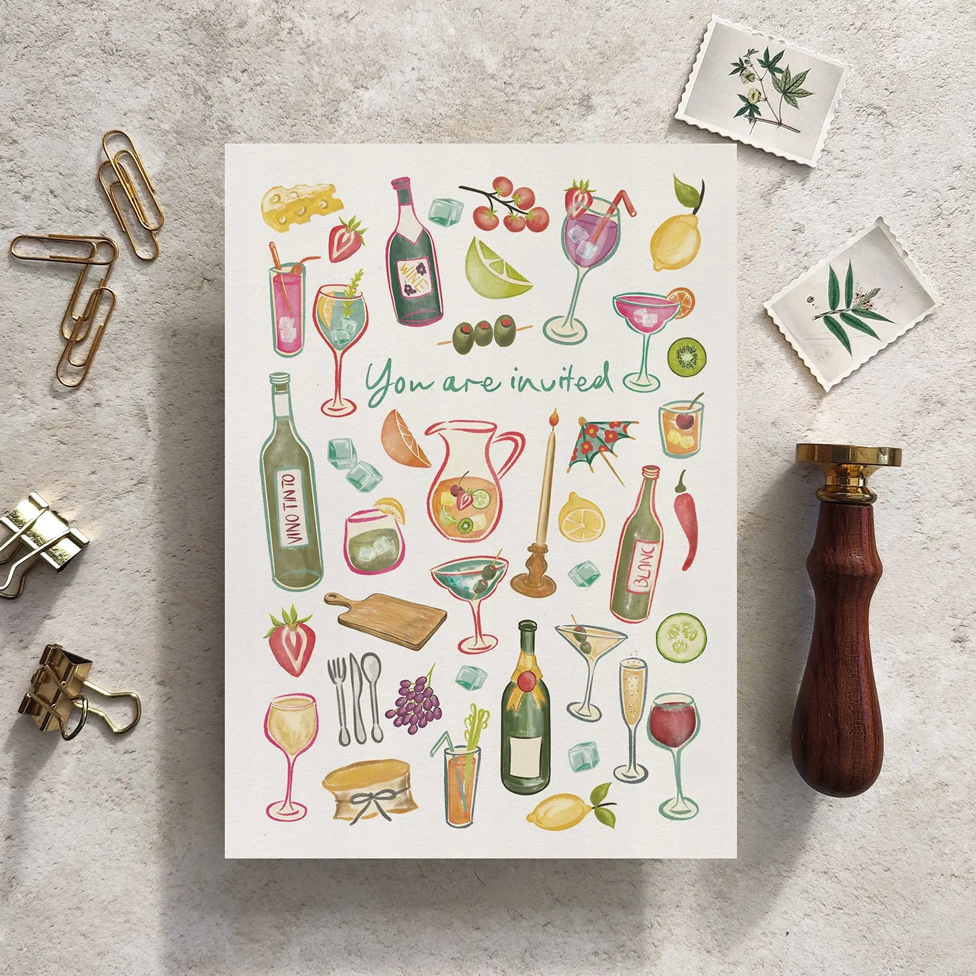 10 x Cheese and Wine Party Ready To Write Invitations