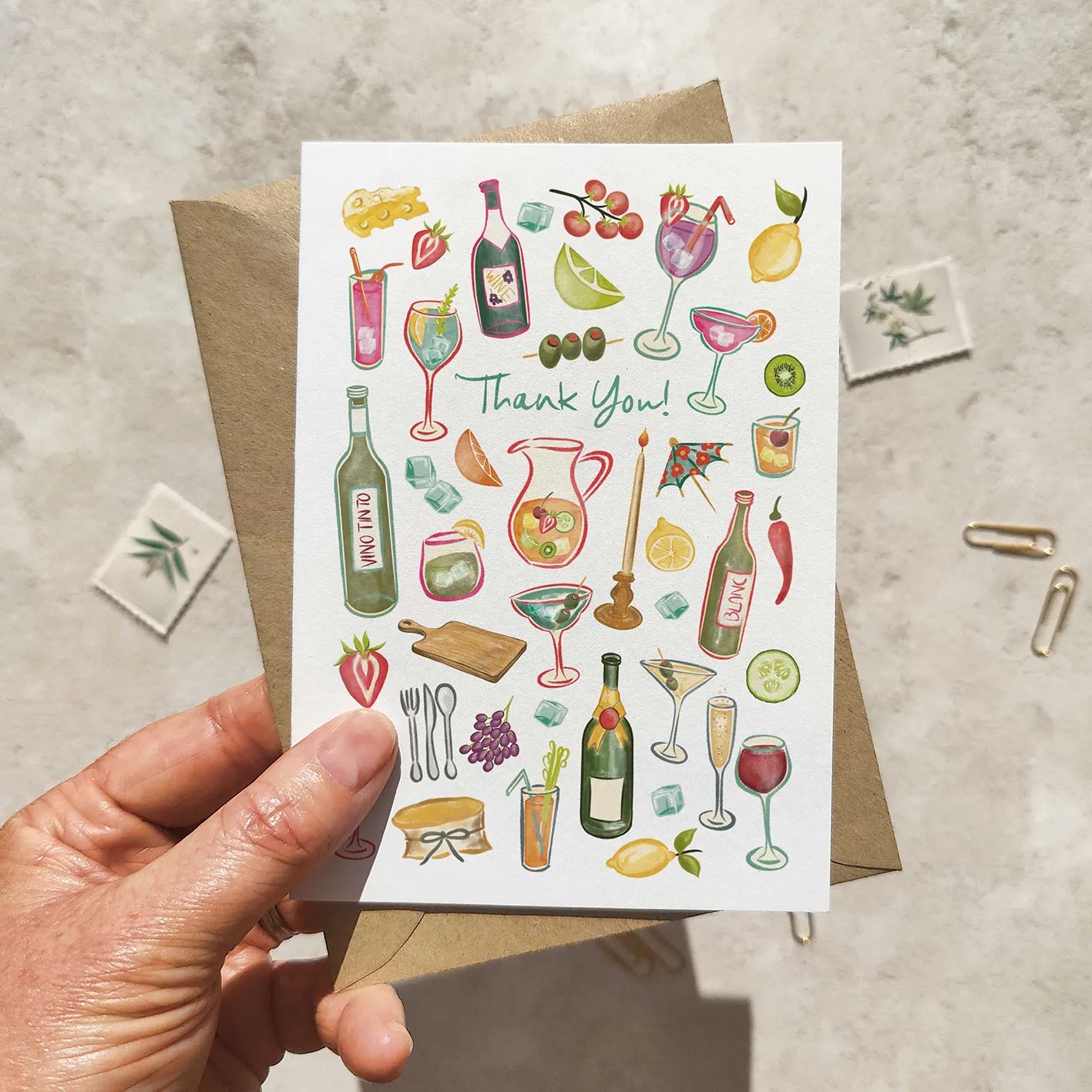 Cheese and Wine Cocktail Party Thank you cards
