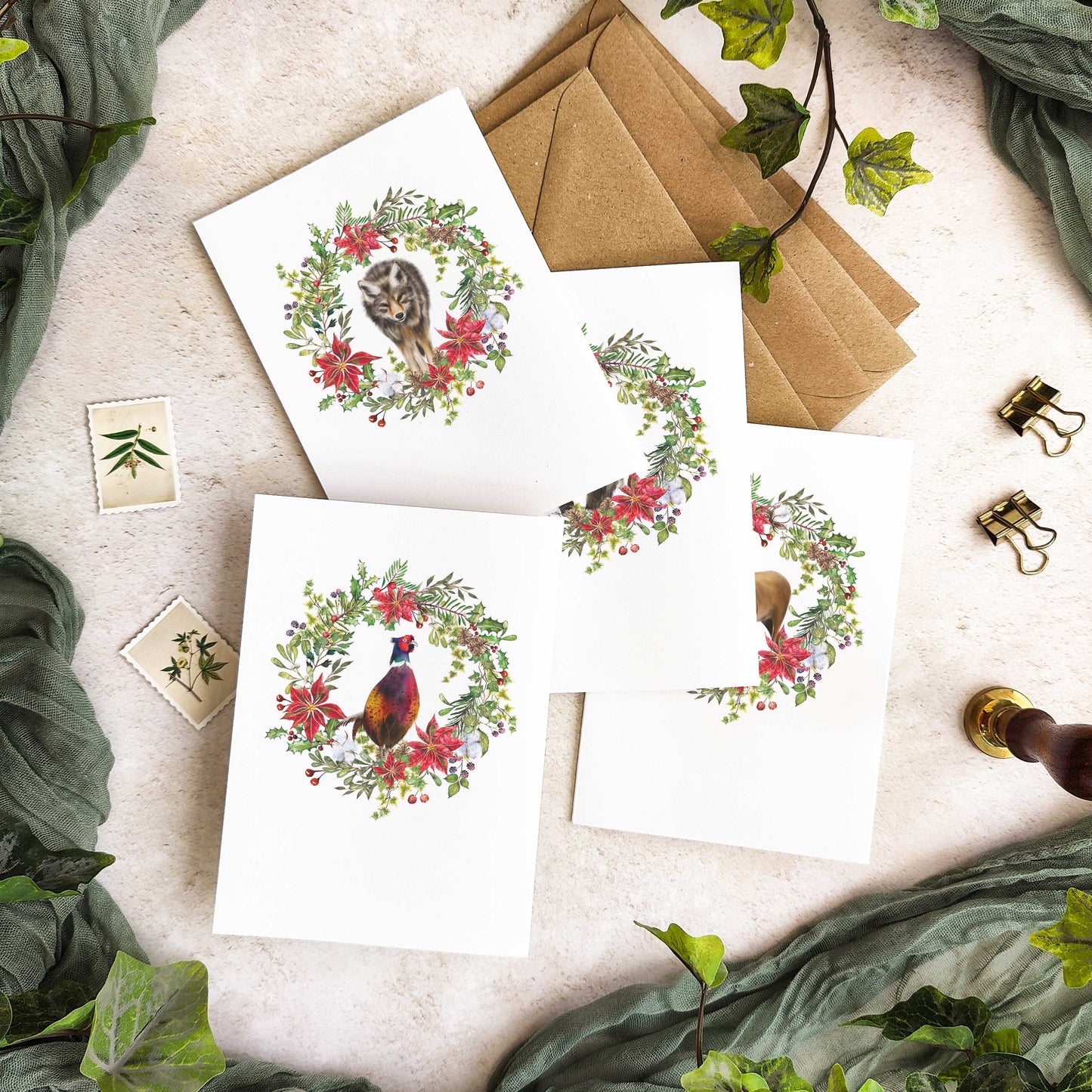 Animal Paintings Christmas Cards & Envelopes