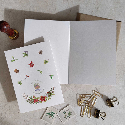 Season's Greetings Wreath Christmas Card & Envelope