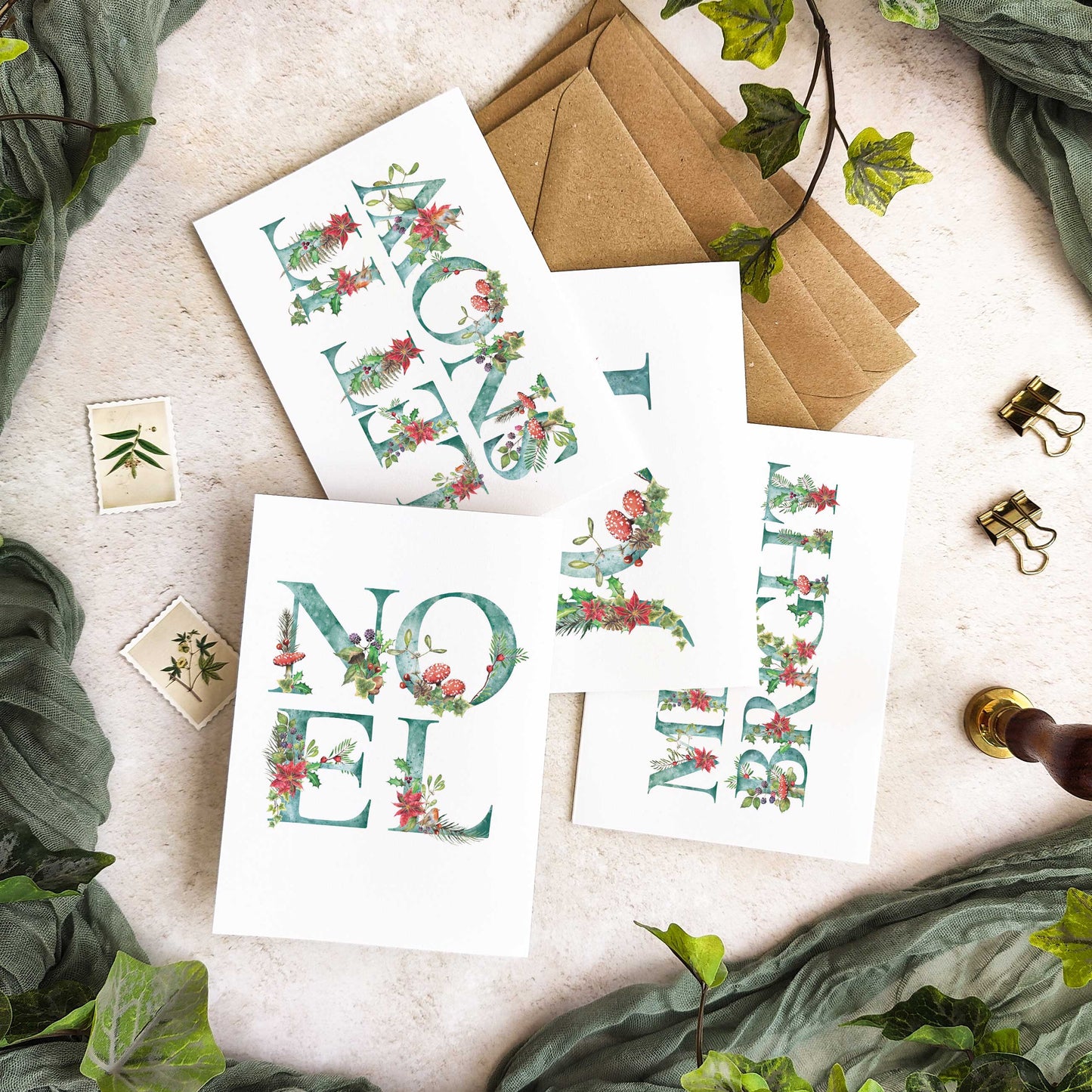 Christmas Letter Cards & Envelopes