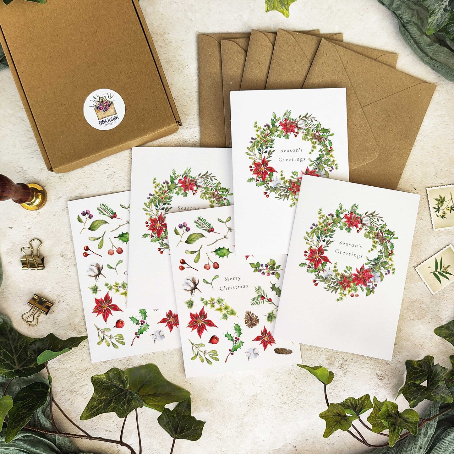 Botanical Watercolours Christmas Cards & Envelopes