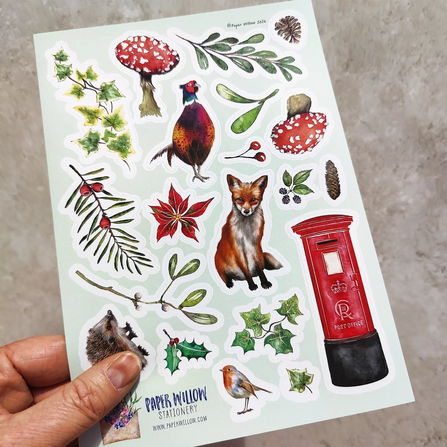 Christmas Woodland A5 Vinyl Sticker Sheet Set