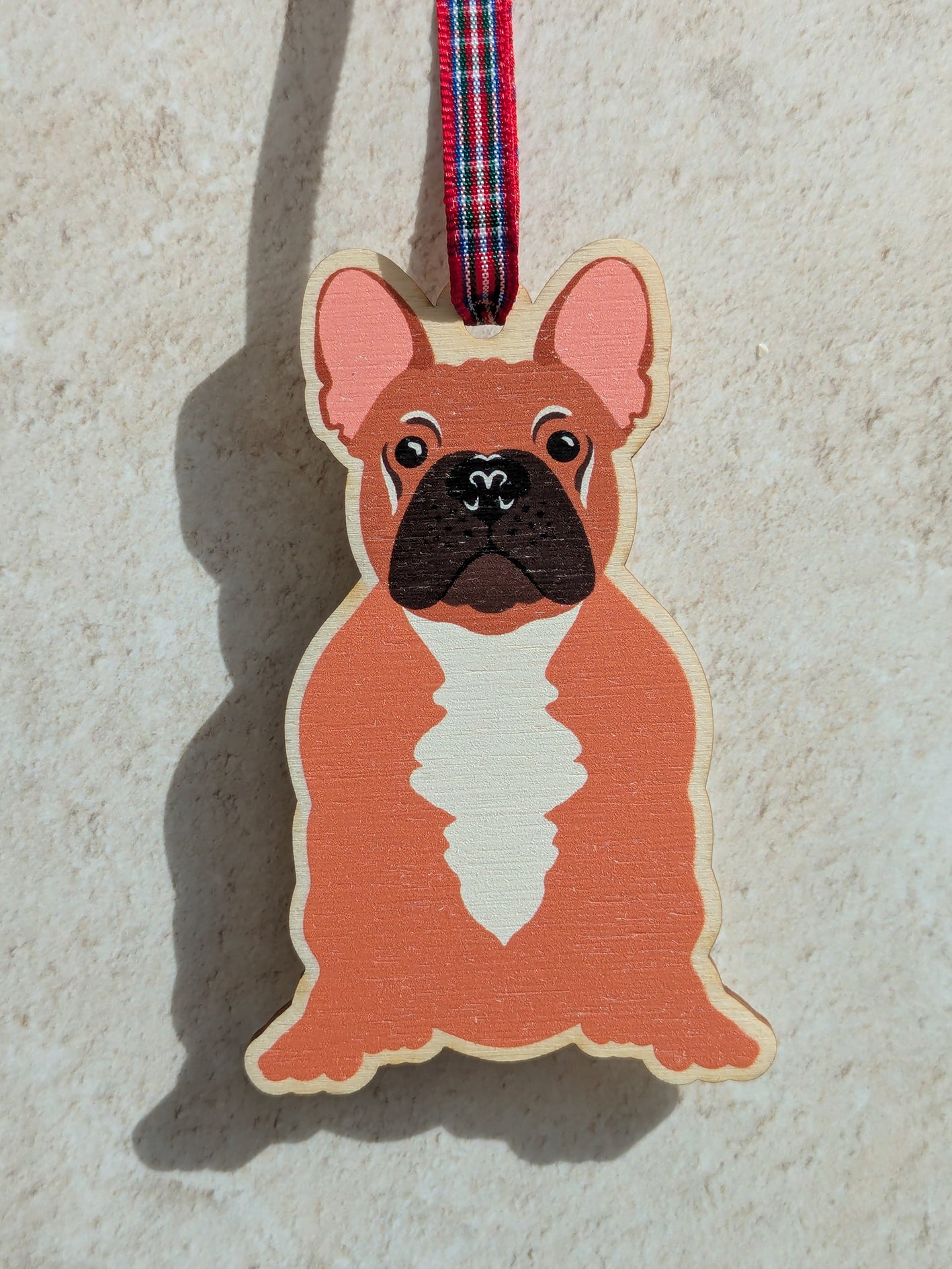 French Bulldog Hanging Wooden Christmas Tree Ornament