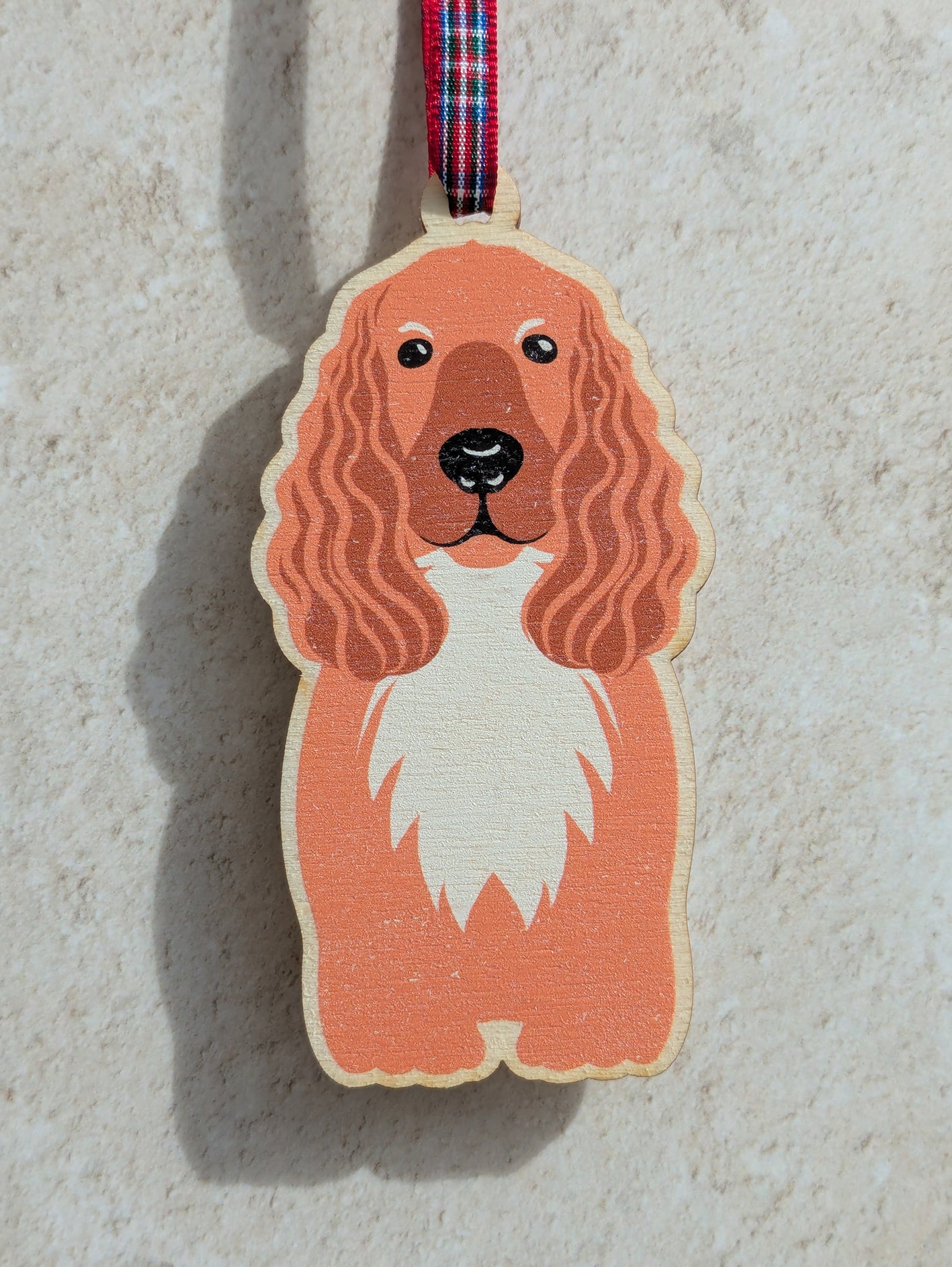 Cocker Spaniel Dog Hanging Wooden Christmas Tree Ornament