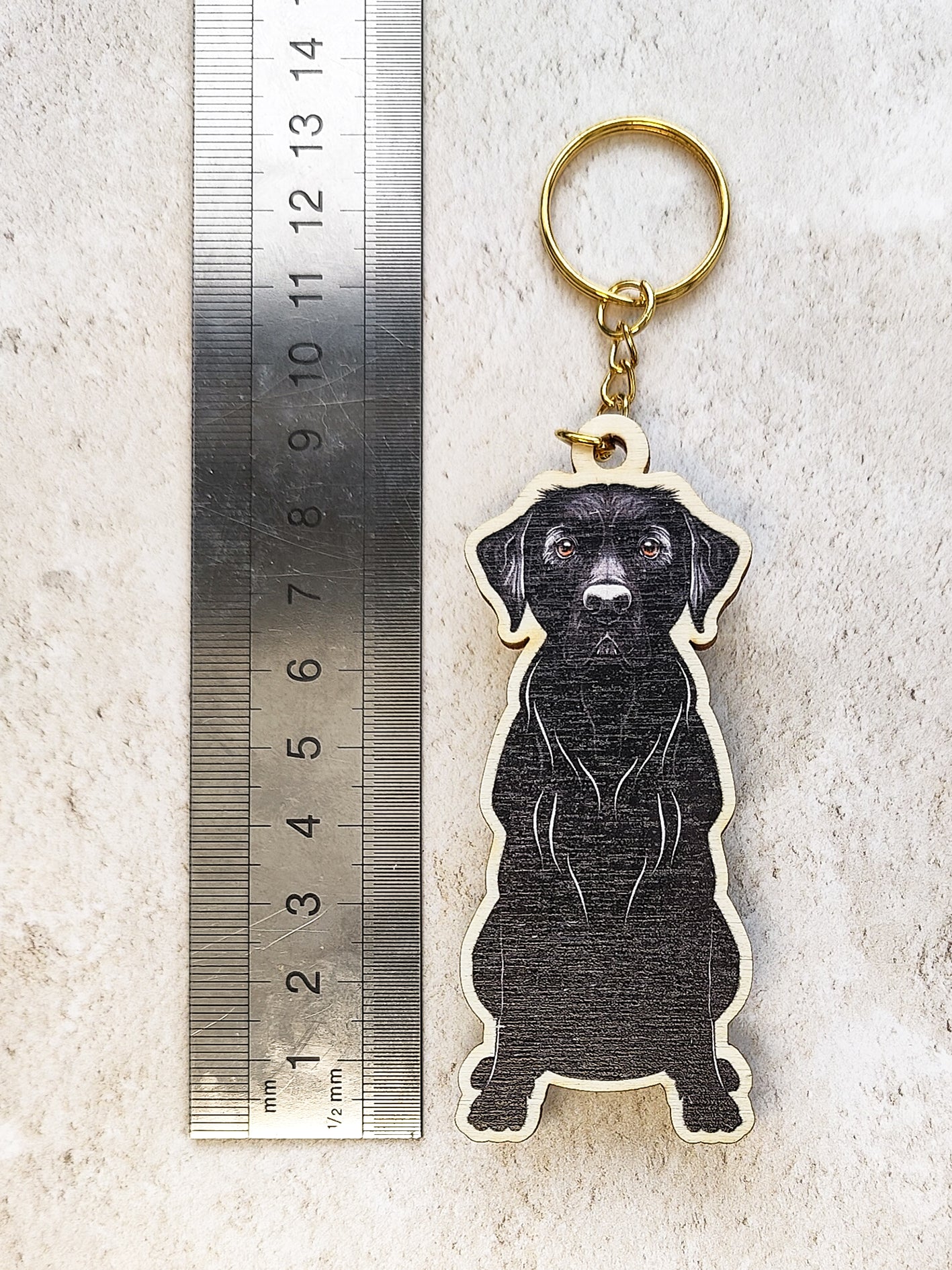 Black Labrador Wooden Keyring